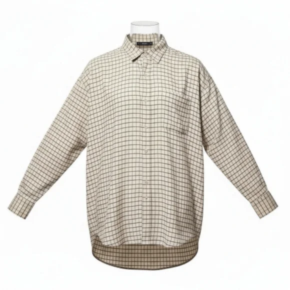 J.Crew Cream Heritage Plaid Men's Shirt -Cream & Burgundy- Classic Cut- XL EUC - Picture 4 of 9